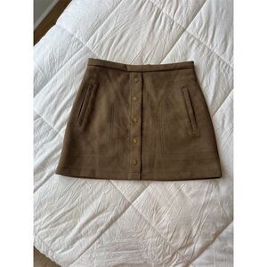 Hyfve Women's Brown Faux Suede Mini Skirt w/ Buttons Size M